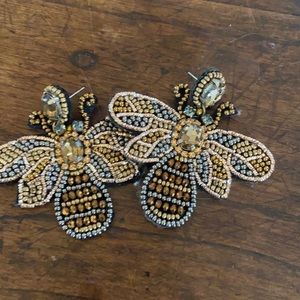 Gold beaded bee earrings